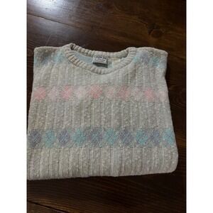 Giorgio di Firenze Vintage Wool Blend‎ Argyle Sweater Pastel Made in Italy XL